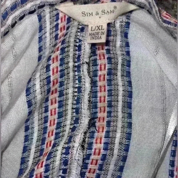 Sim & Sam Kimono L/XL Striped Coastal Boho Bohemian Summer - Picture 6 of 8